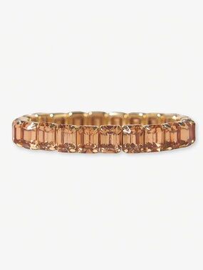 NEW Ink + Alloy Etta Small Rectangle‎ Stone Stretch Bracelet Gold Amber
